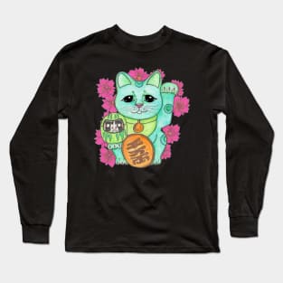 Green Maneki Neko Long Sleeve T-Shirt